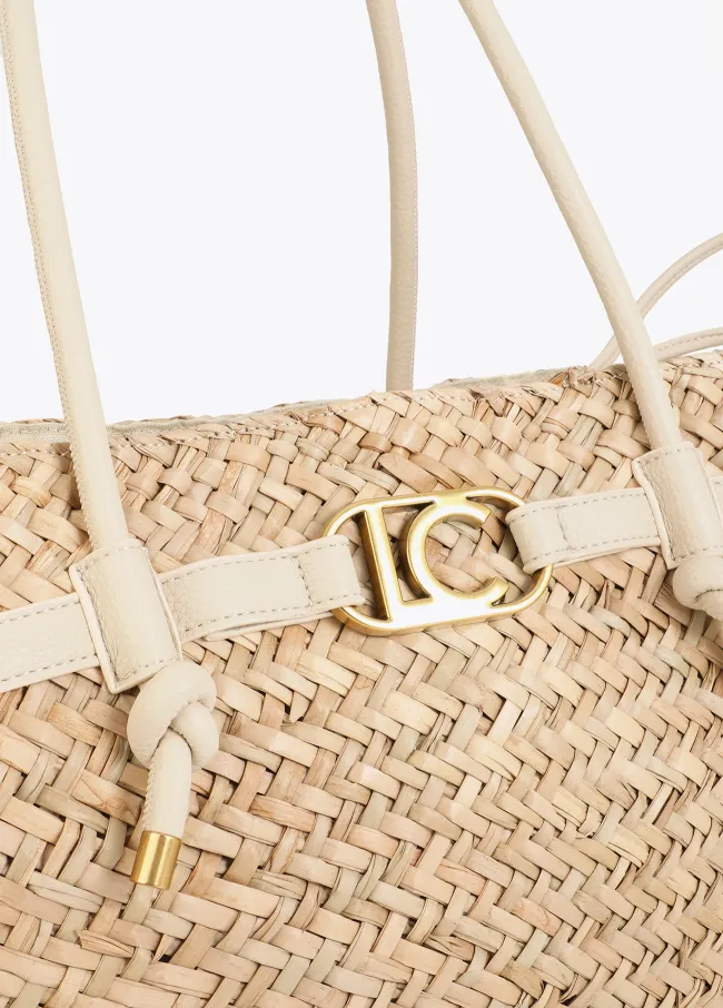 Tote bag with straps and faux leather details