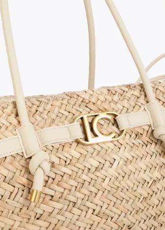 Tote bag with straps and faux leather details