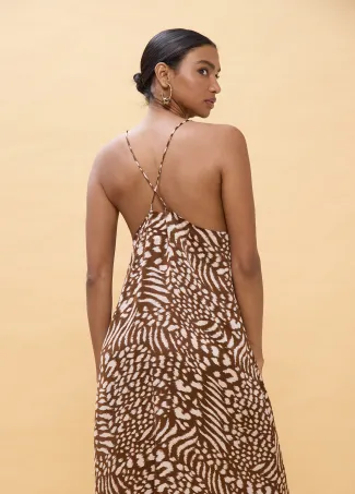 Vestido largo tirantes estampado manchas