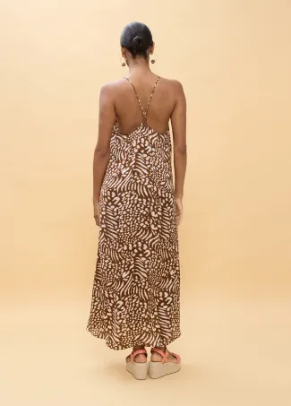 Vestido largo tirantes estampado manchas