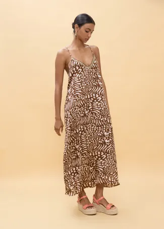 Vestido largo tirantes estampado manchas