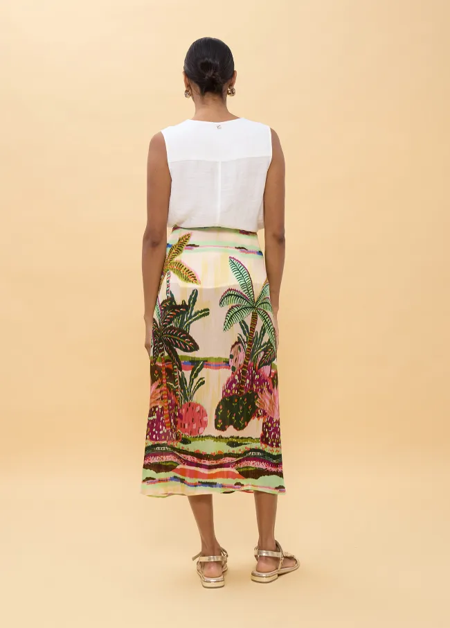 Falda estampado palmeras multicolor