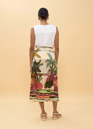 Falda estampado palmeras multicolor
