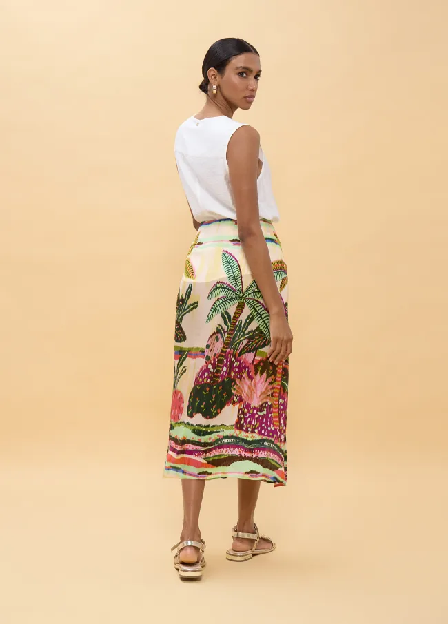 Falda estampado palmeras multicolor