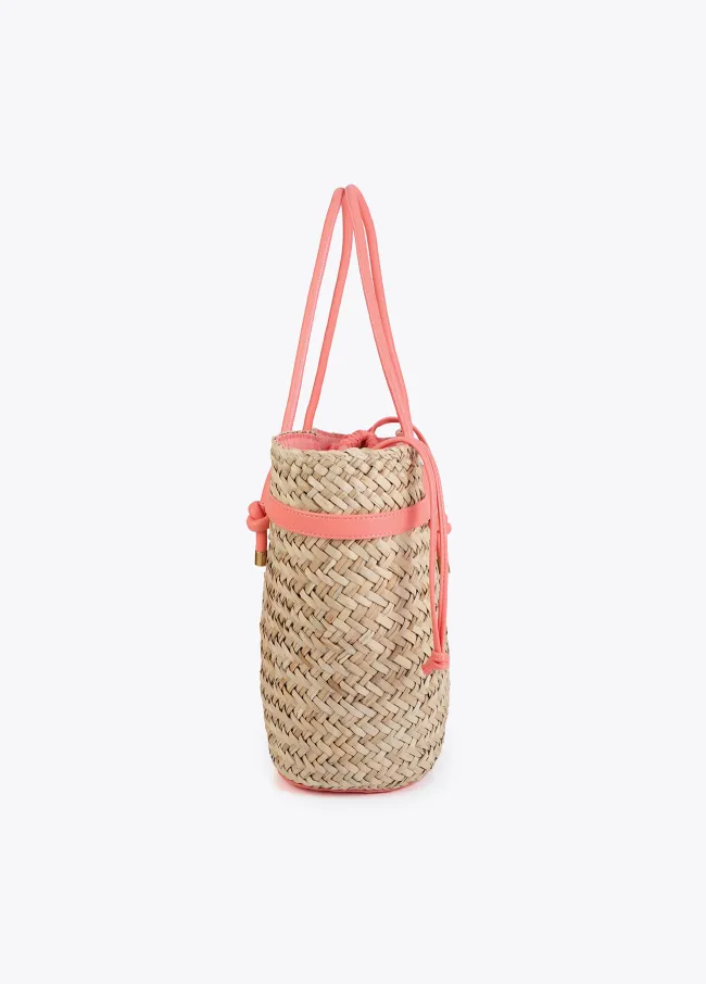 Tote bag with straps and faux leather details