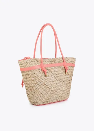 Tote bag with straps and faux leather details