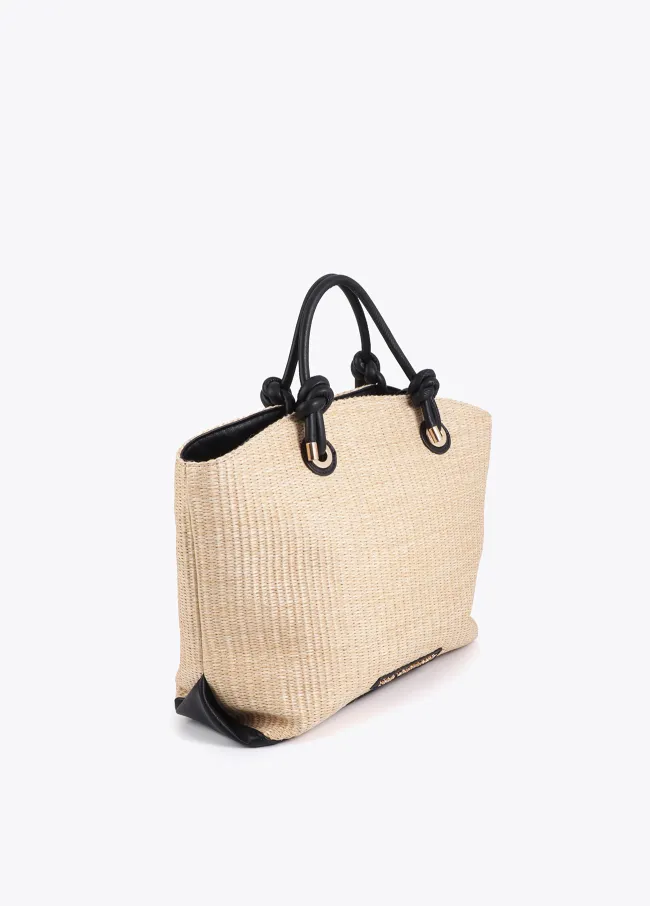 Raffia-effect tote bag