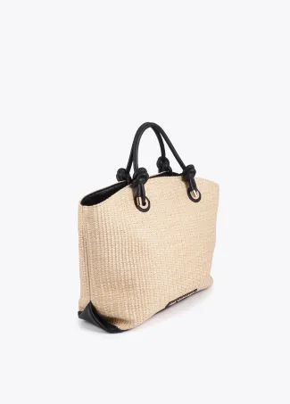 Raffia-effect tote bag