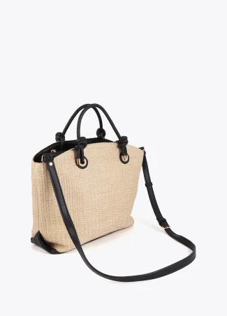 Raffia-effect tote bag
