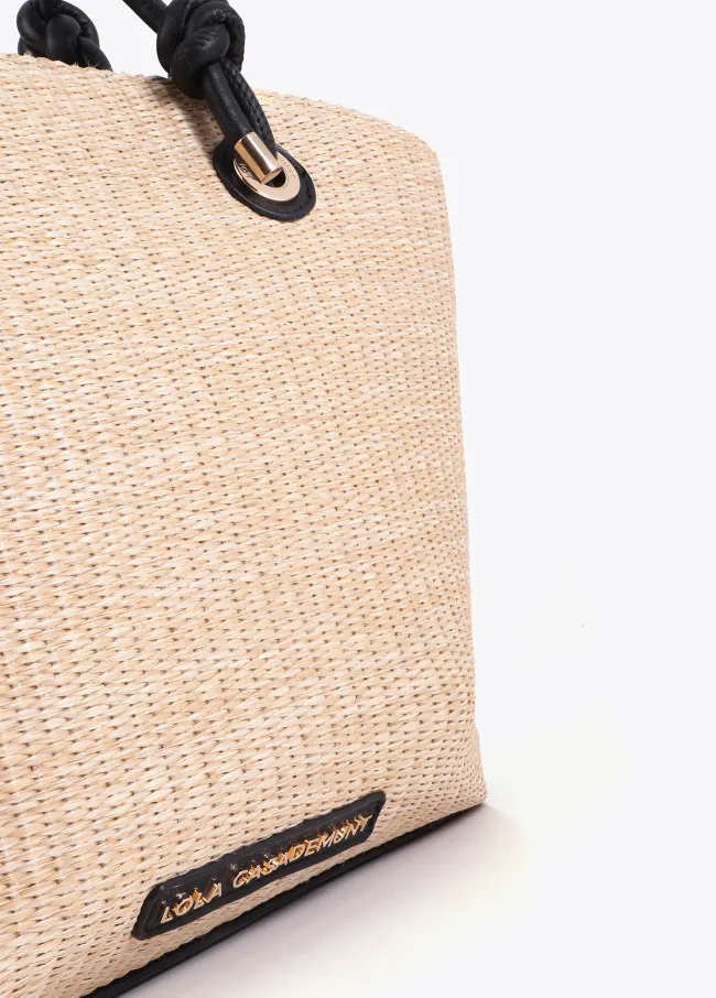 Raffia-effect tote bag
