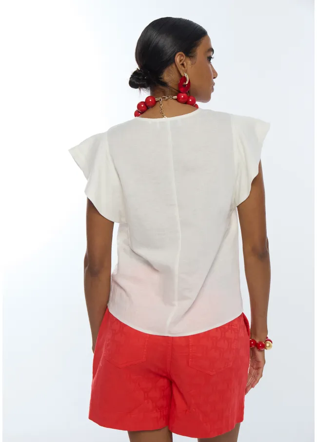 Blusa manga corta volantes