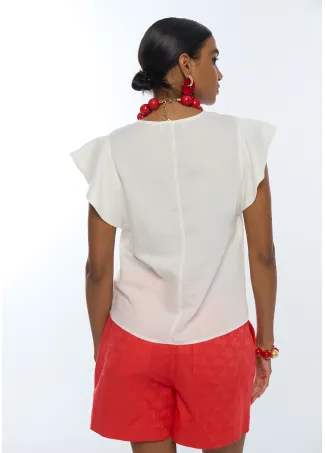Ruffled short sleeve blouse