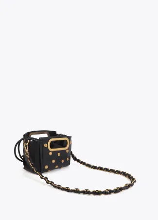 Textured crossbody bag with studs