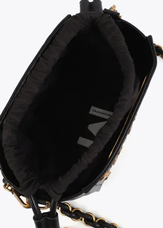 Textured crossbody bag with studs