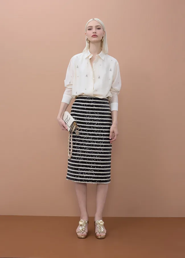 Camisa larga con pedrería