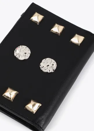 Purse with gold and silver-toned studs