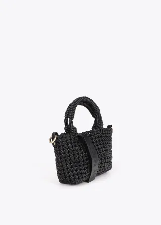 Braided faux leather crossbody bag with knots