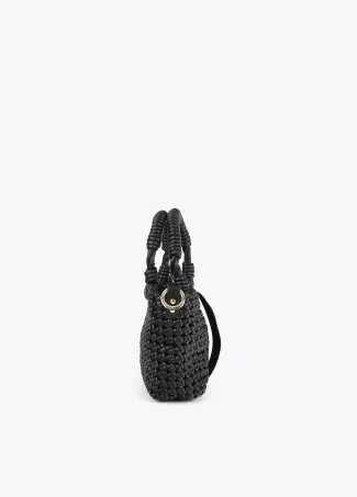 Braided faux leather crossbody bag with knots