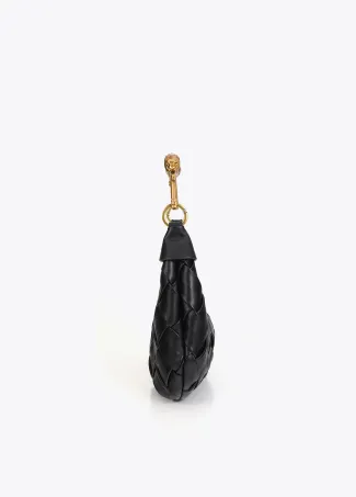 Braided half-moon bag with leopard strap