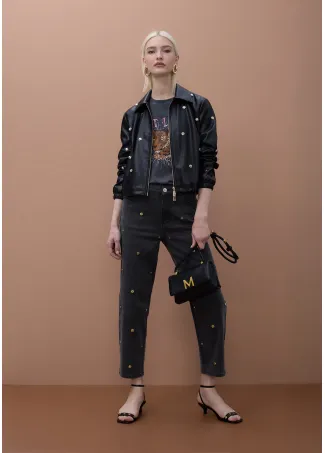 Leather effect jacket with round studs
