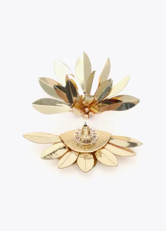 Stone bead fan earrings