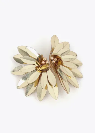 Stone bead fan earrings