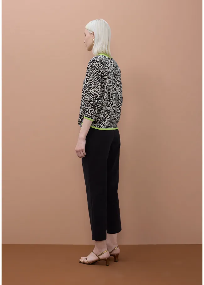 Jacquard sweater with contrast ribbing