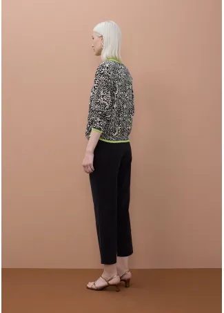 Jacquard sweater with contrast ribbing