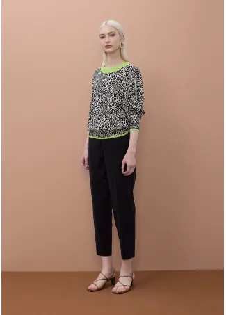 Jacquard sweater with contrast ribbing