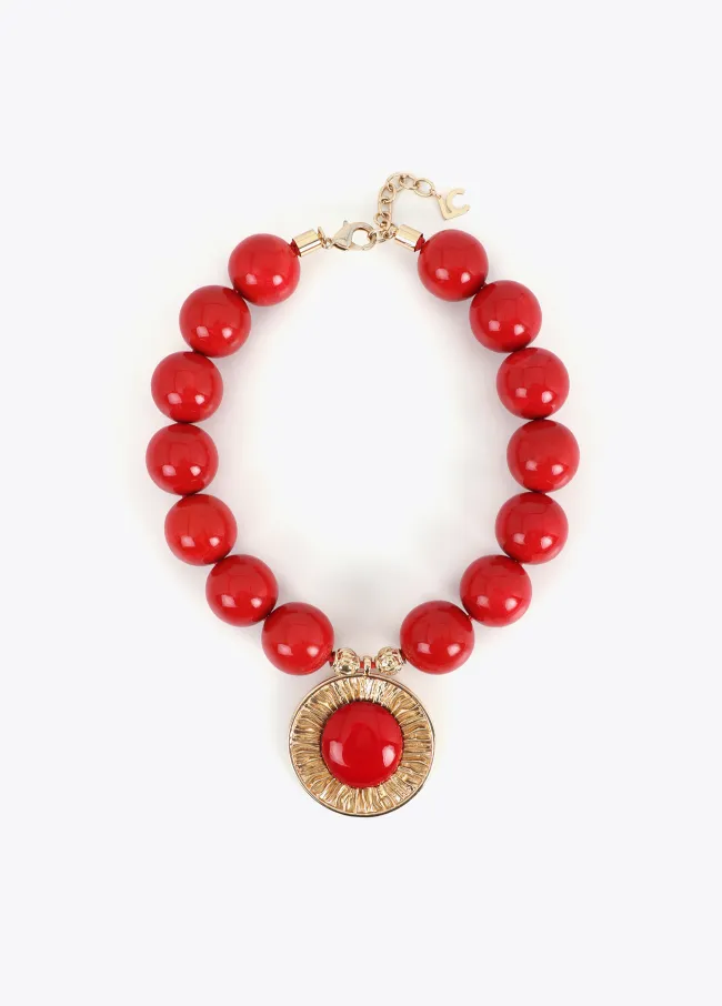 Maxi beaded necklace with pendant