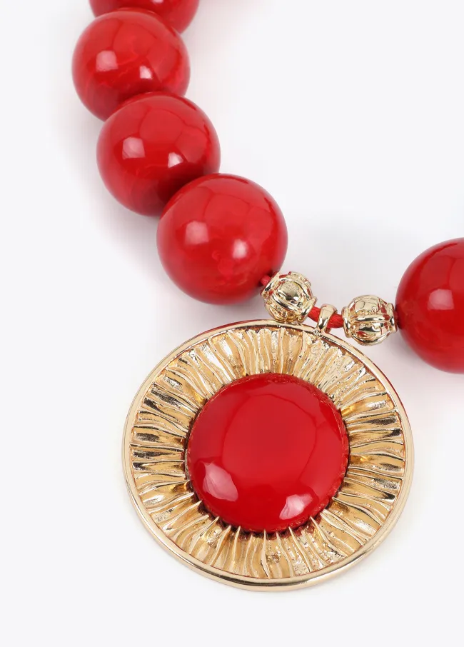 Maxi beaded necklace with pendant