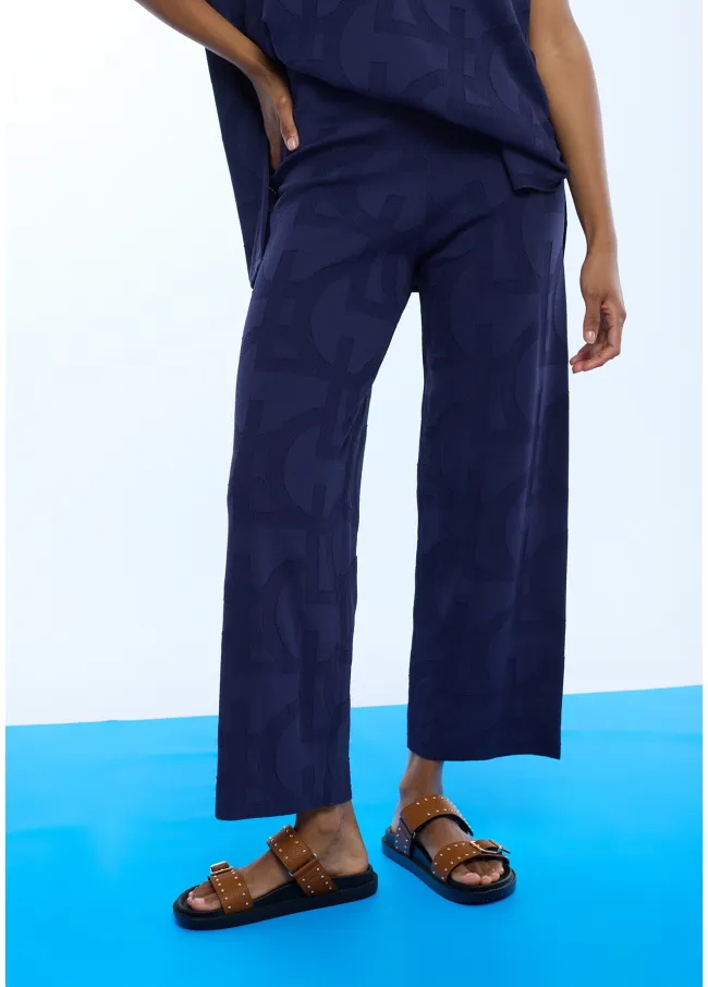 LC chunky knit jacquard trousers