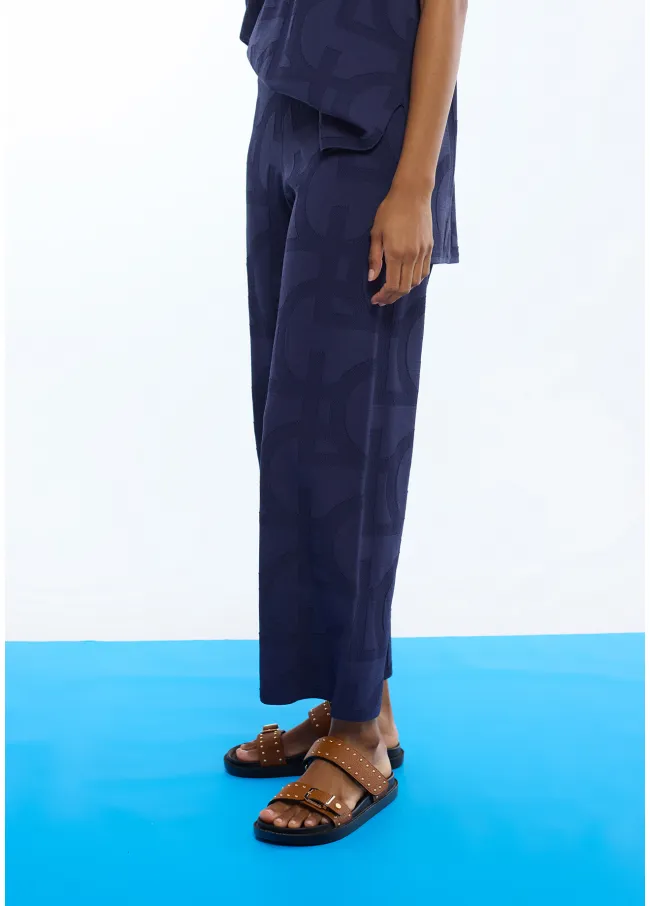 Pantalón de tricot azul logotipado