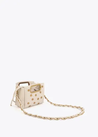 Textured crossbody bag with studs