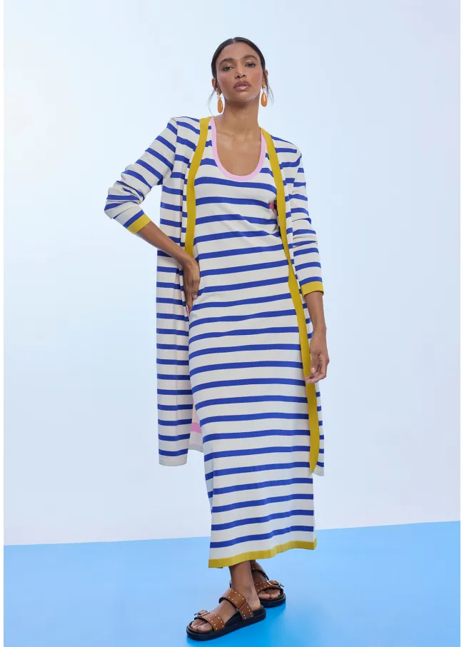 Vestido de tricot con rayas tricolor