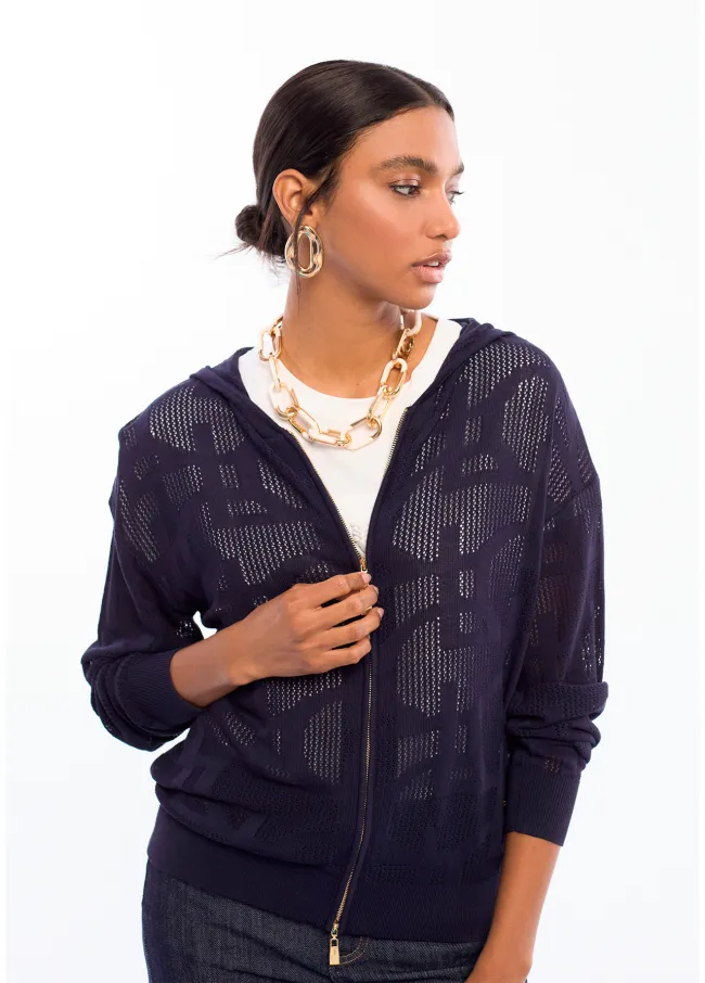 Openwork hoodie