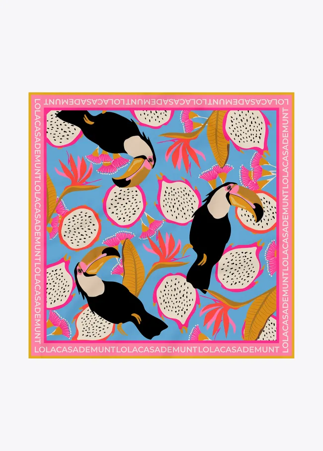 Tropical print satin scarf