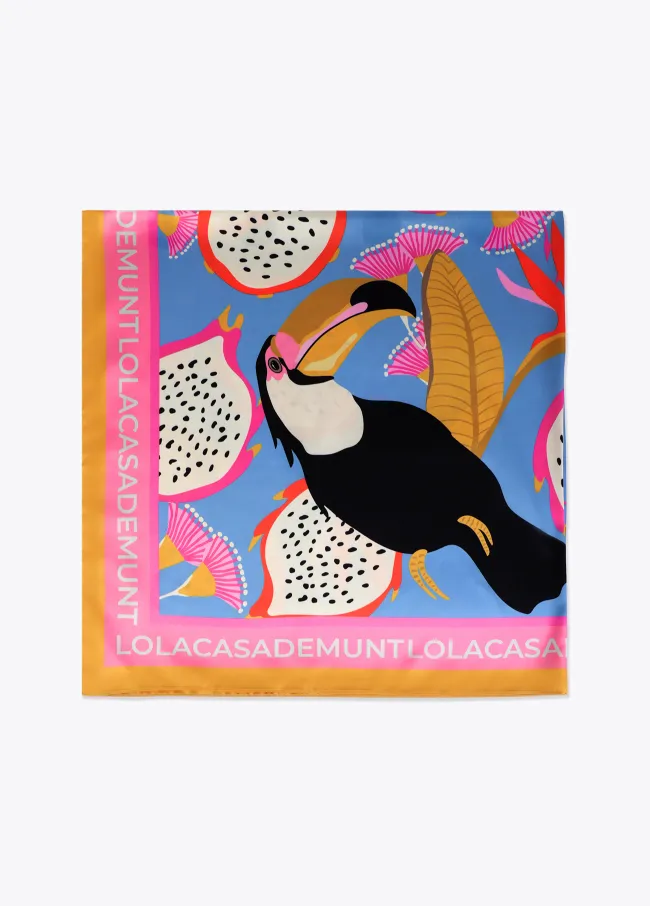 Tropical print satin scarf