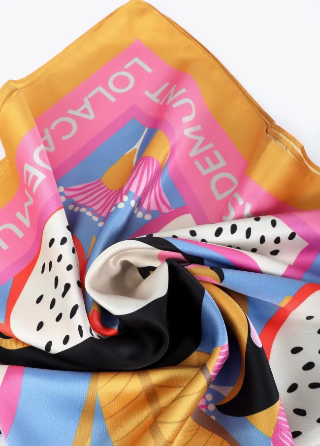 Tropical print satin scarf