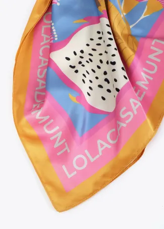 Tropical print satin scarf