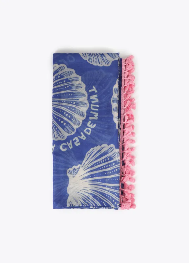 Seashell print pareo with fringing