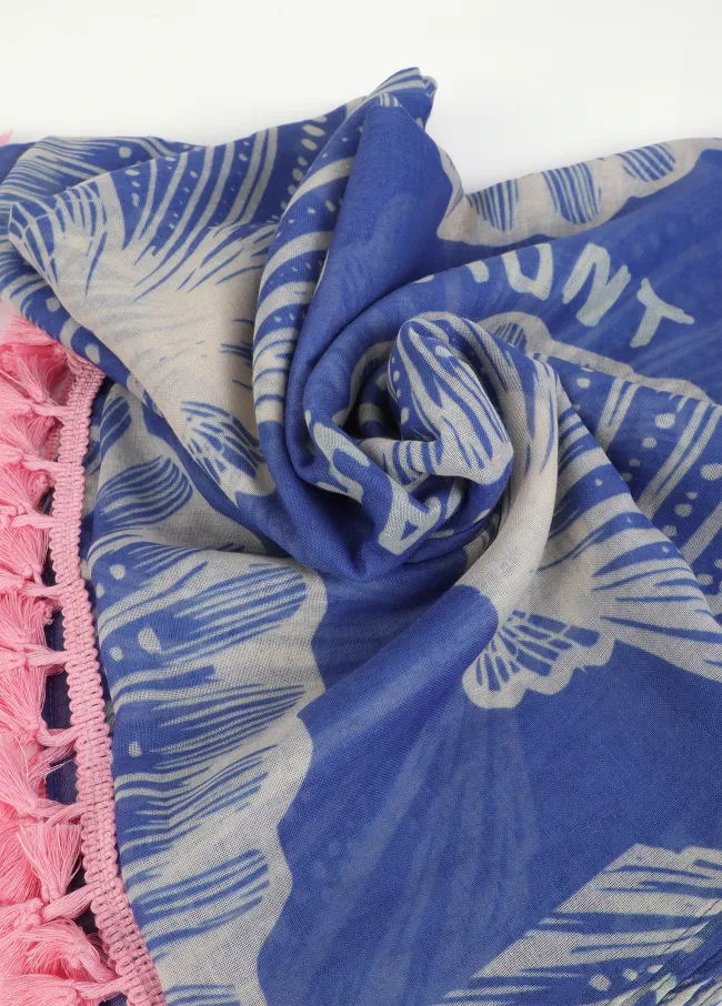 Seashell print pareo with fringing