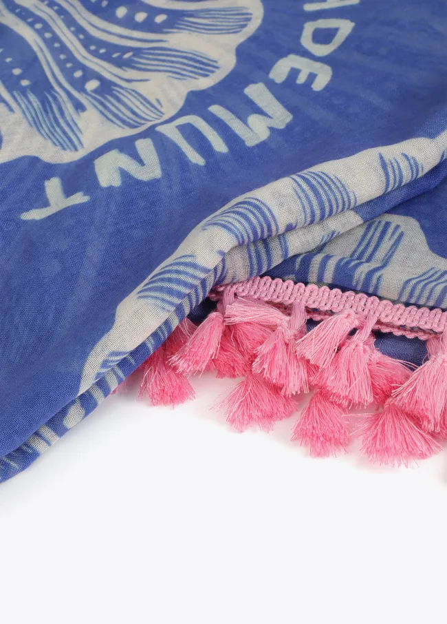 Seashell print pareo with fringing