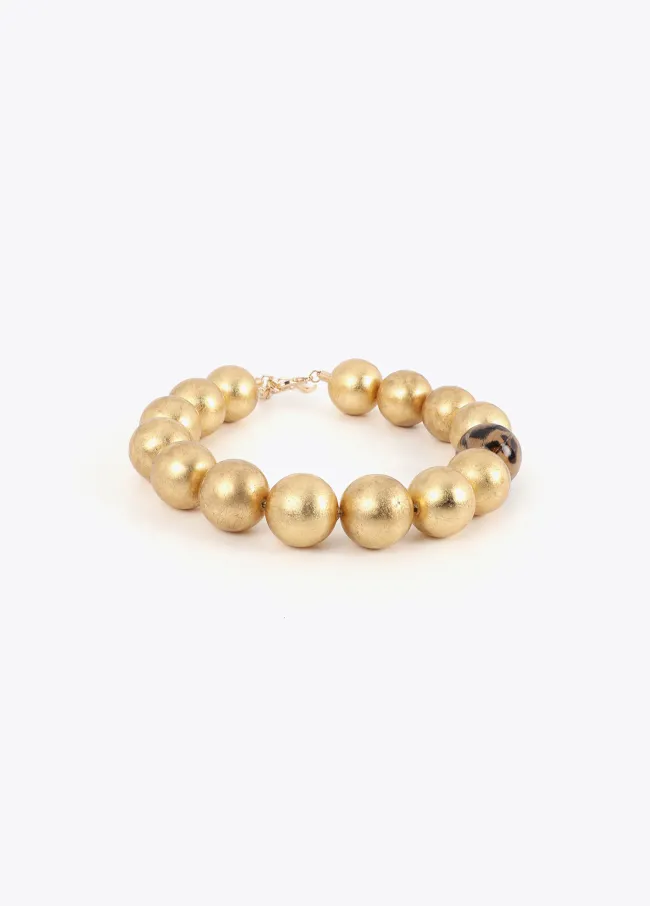 Maxi beaded necklace with animal print detail