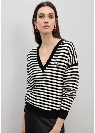 Jersey cuello pico raya bicolor