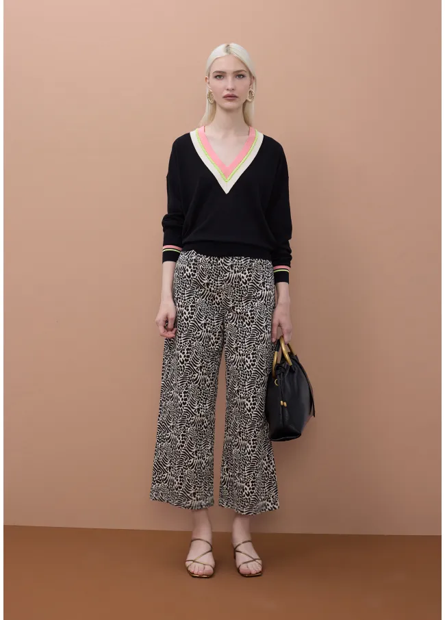 Printed twill trousers