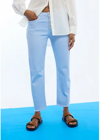 Flared trousers with buttons