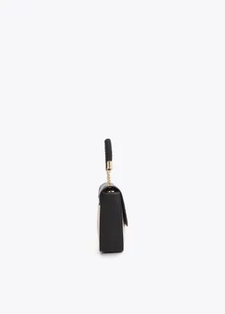 Two-tone faux leather crossbody bag with flap