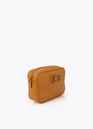 Crossbody bag with monogram topstitching