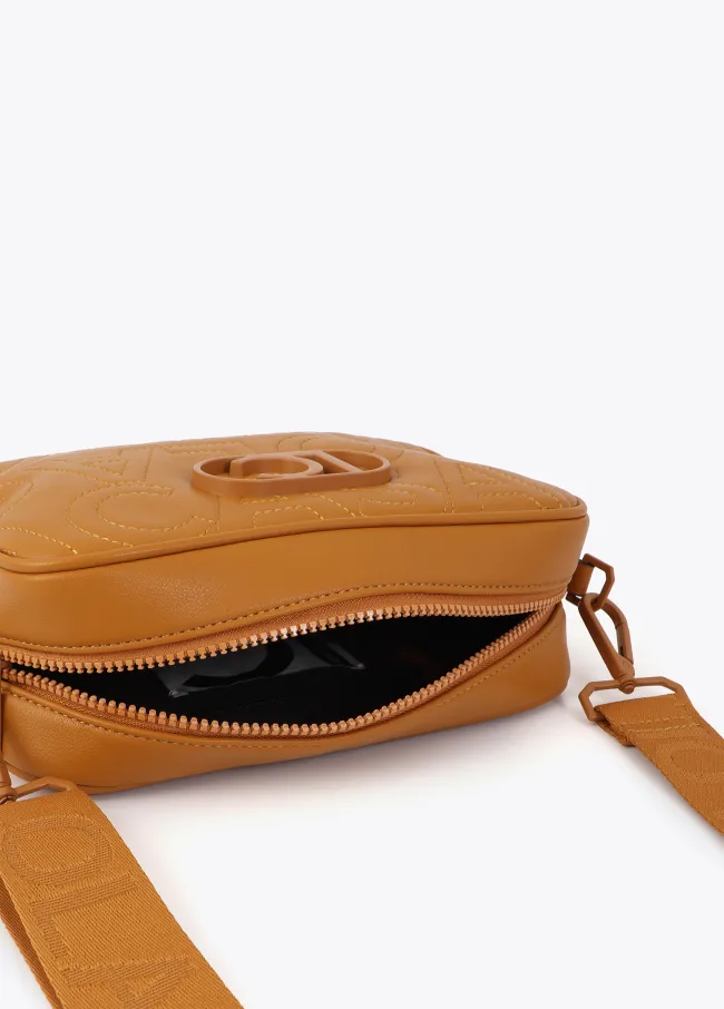 Crossbody bag with monogram topstitching